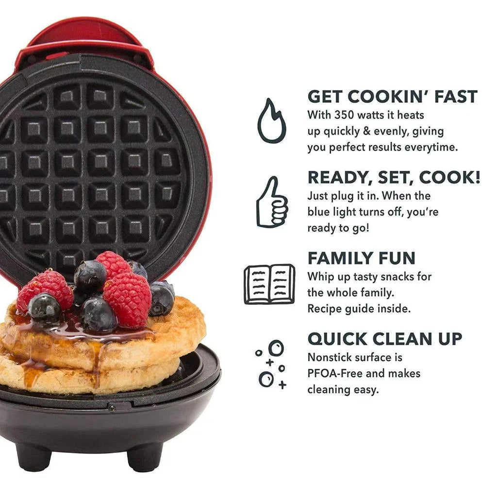 Mini Máquina de Waffle Elétrica Portátil Cozinha Doméstica Faça Panquecas de Waffle Automática bivolt