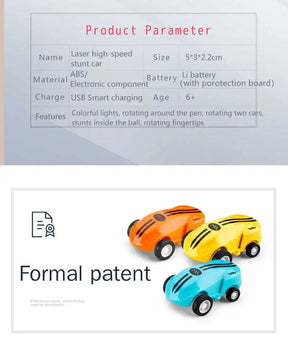 Mini Carro RC de Alta Velocidade - Rotação 360° com Luzes e Carregamento USB