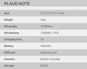 Gravador de Voz PLAUD NOTE com ChatGPT - Gravação e Reprodução com um Toque