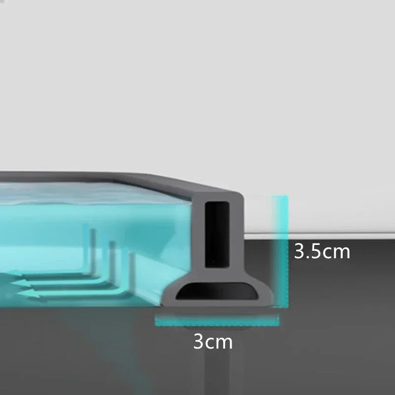 Tira de retenção de água de silicone para banheiro, divisória, separação seca e molhada, barreira contra inundações, barreira contra represas, bloqueador de água de silicone, não escorrega