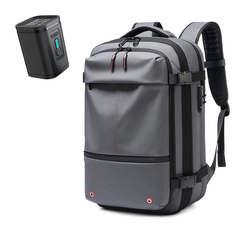 Mochila de viagem de 17 polegadas para laptop, mochila de compressão a vácuo, mochila escolar de grande capacidade para negócios, mochila expansível para atividades ao ar livre