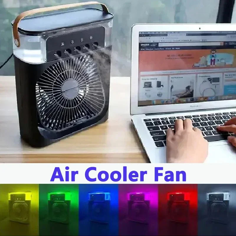 Ventilador de Mesa com Nebulização - Mini Ar Condicionado Silencioso com Umidificação