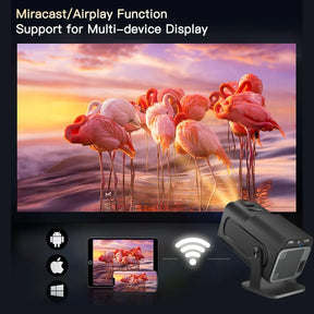 Mini Projetor HY320 - Cinema Imersivo em Casa, Rotação 180°, Dual WiFi6, BT5.0, 400ANSI, 1080P, Suporte 4K