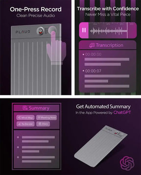 Gravador de Voz PLAUD NOTE com ChatGPT - Gravação e Reprodução com um Toque